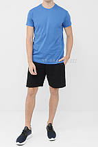48,50,52,54,56. Чоловіча однотонна футболка 100% бавовна, Узбекистан - блакитна, фото 3