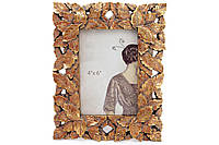 Рамка для фото Листья, 21см, цвет - сливочно-белый с золотой патиной