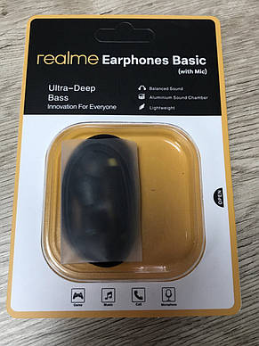 Наушники проводные Realme earphones basic с микрофоном Навушники провідні, фото 2