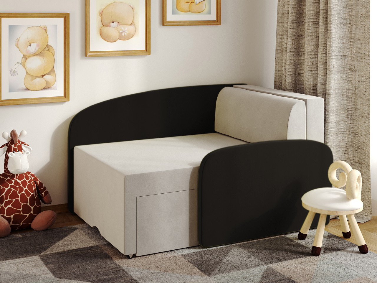 Кресло кровать детский диванчик Мини-диван Растишка Кресло Смайл графит доставка бесплатная - фото 1 - id-p1406231788
