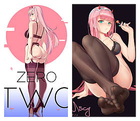 50 х 70 см 590 грн Зеро Ту Zero Two Подушка Дакимакура обнимашка со съёмной наволочкой аниме принт