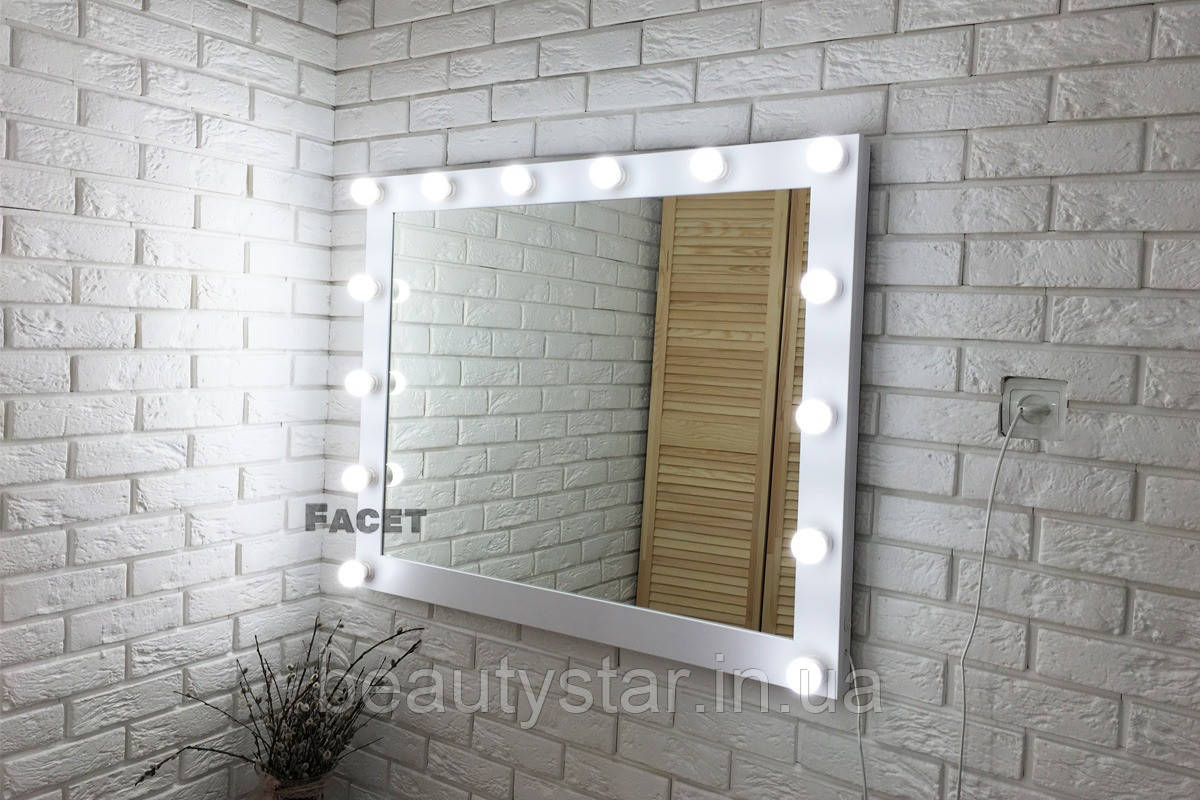 Дзеркало візажне гримерне з підсвіткою "Вуди" 100х80 см Дзеркало з лампами для макіяжу, фото 1