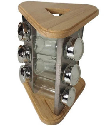 Набір для спецій спецовница з дерев'яною підставкою Stenson MS-3504 9 ємностей (N012412), фото 2