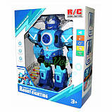 Робот радиоуправляемый игрушка детская большой ходячий светящийся со звуком Синий (58156), фото 8
