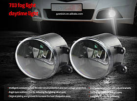 LED протитуманні Фари Лінза з ДХО D=87мм 12V/6W 6500K (2шт) 088 A/3621