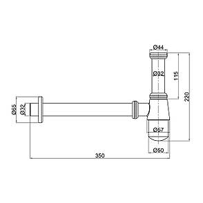 Сифон для раковини / умивальника під донний клапан, хром, фото 2