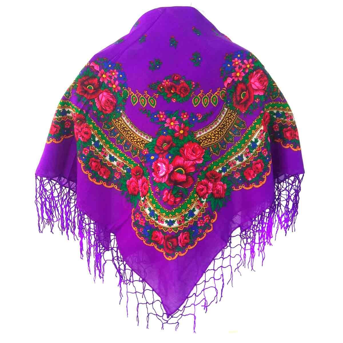 Українська хустка фіалкова (120х120)