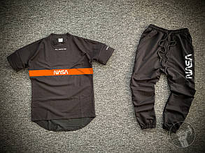 Комплект чоловічої Футболки + Штани Nasa чорний Спортивний костюм чоловічий літній Наса