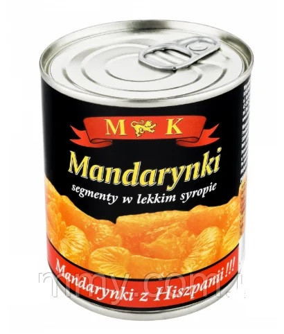 Мандарини часточками в сиропі Mandarynki segmenty w lekkim syropie M&K 312 г Польща (опт 3 шт)