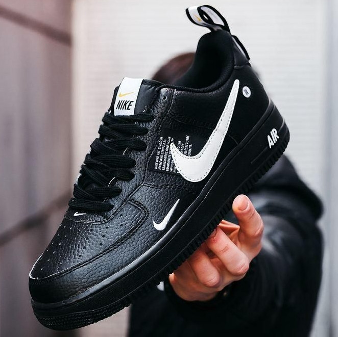 Чоловічі кросівки Nike Air Force 1 low LV8 весна-осінь чорні. Живе фото. топ