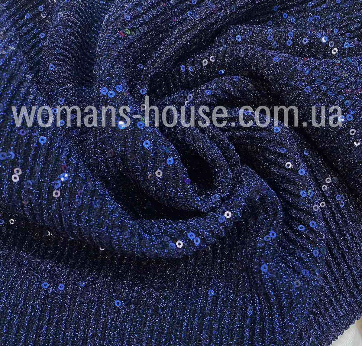 Трикотаж Люрекс з паєткою Темно-синій, фото 1