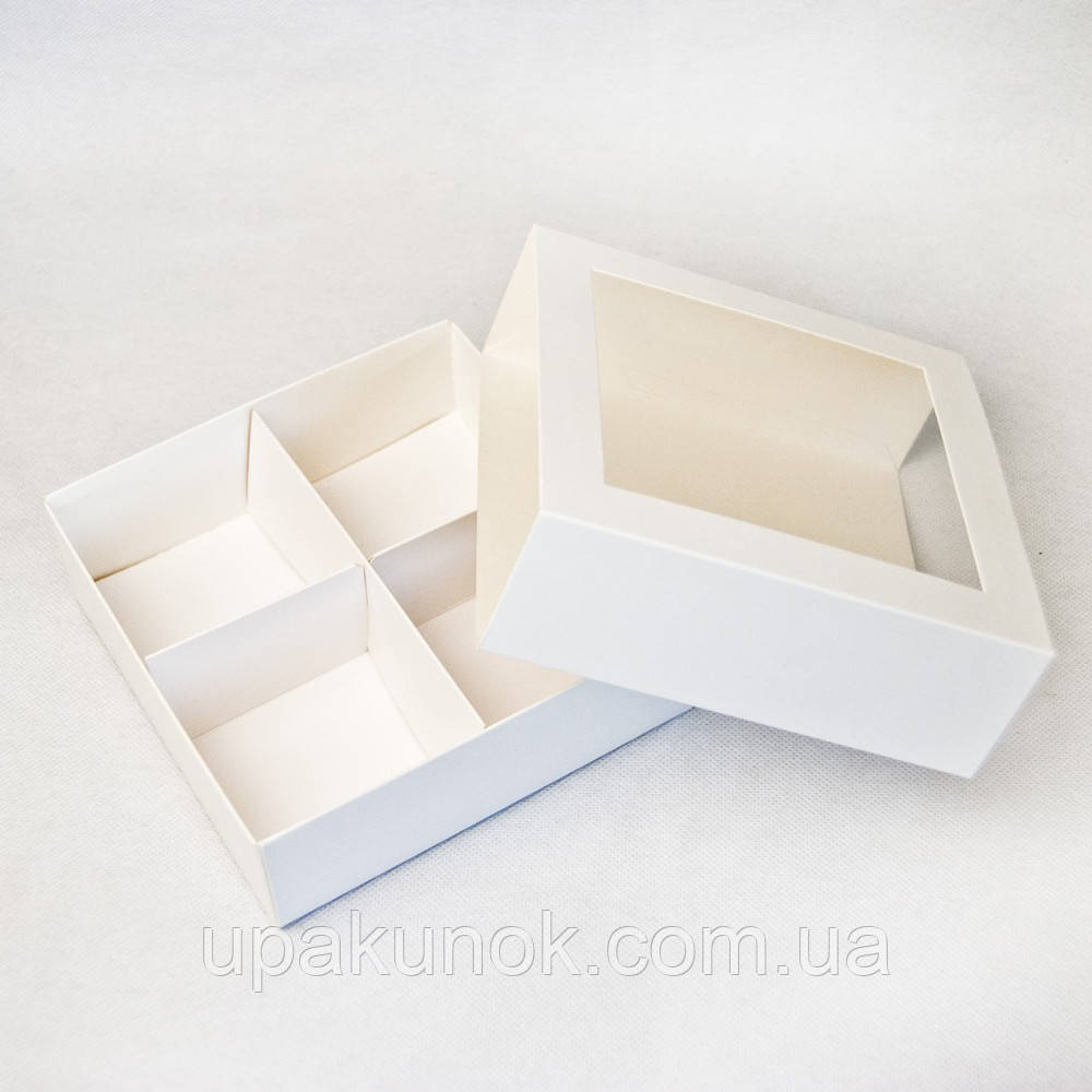 Коробка солодощів, 160*160*55 мм, з вікном, біла