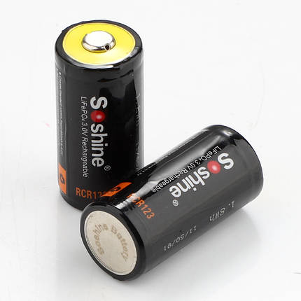 Аккумулятор 16340/CR123 LiFePO4 Soshine RCR123P-3.2-600 Protected, 600mAh, 0.6A, 3.6/3.2/2.0V, фото 3