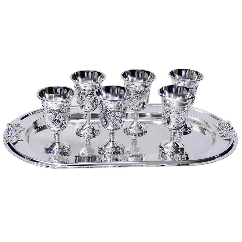 Набір чарок (6 шт.) на підносі Класика, 28х15 см (466-1107), фото 1