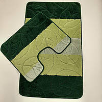 Комплект ковриков для ванной комнаты и туалета RELANA 60*100+60*50СМ! Зеленый лист