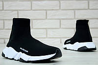 Кроссовки унисекс черные Balenciaga Speed Trainer с белым. Кроссовки женские и мужские Баленсиага Спид Тренер