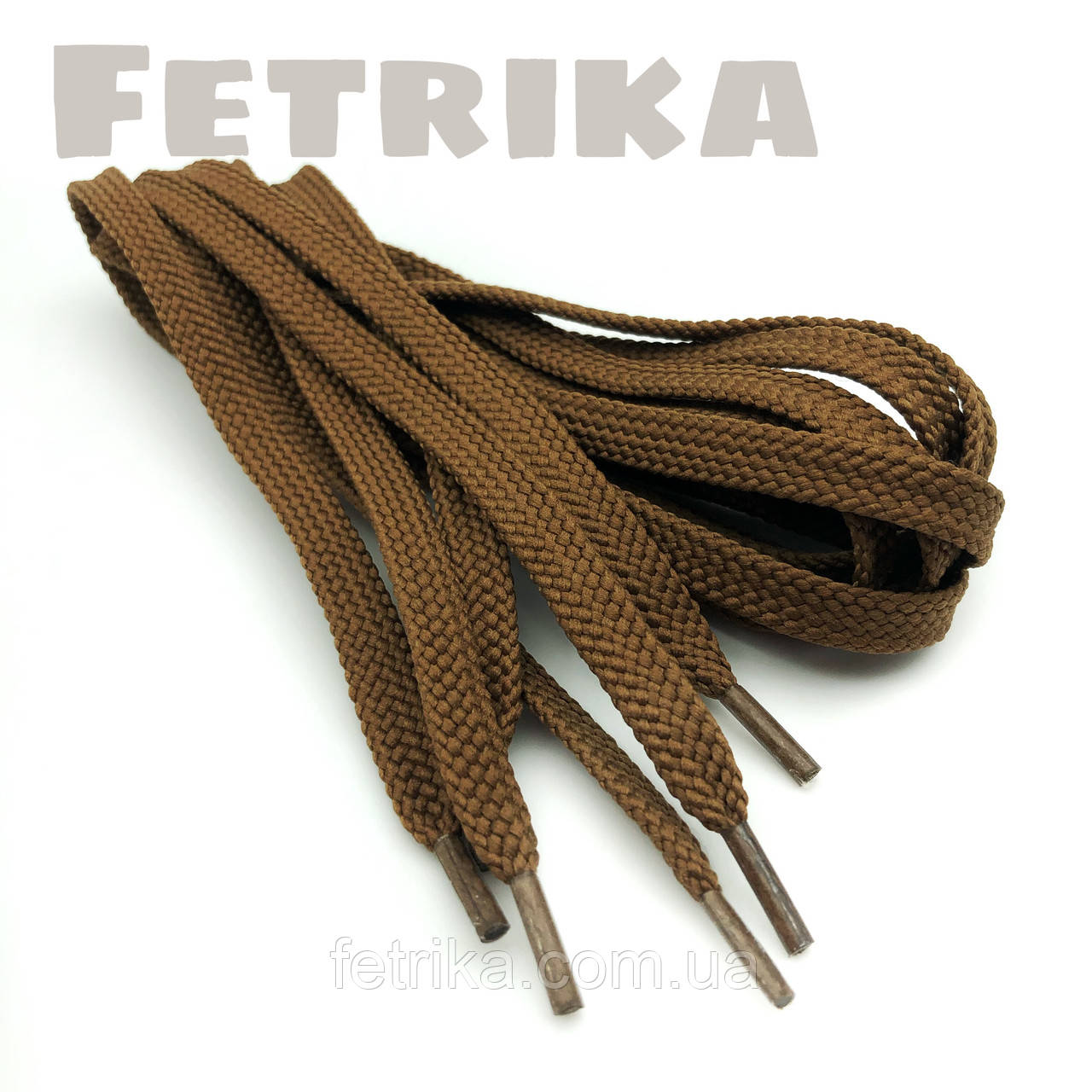 Шнурки плоскі 10 мм Kiwi світло-коричневі 100 см, фото 1