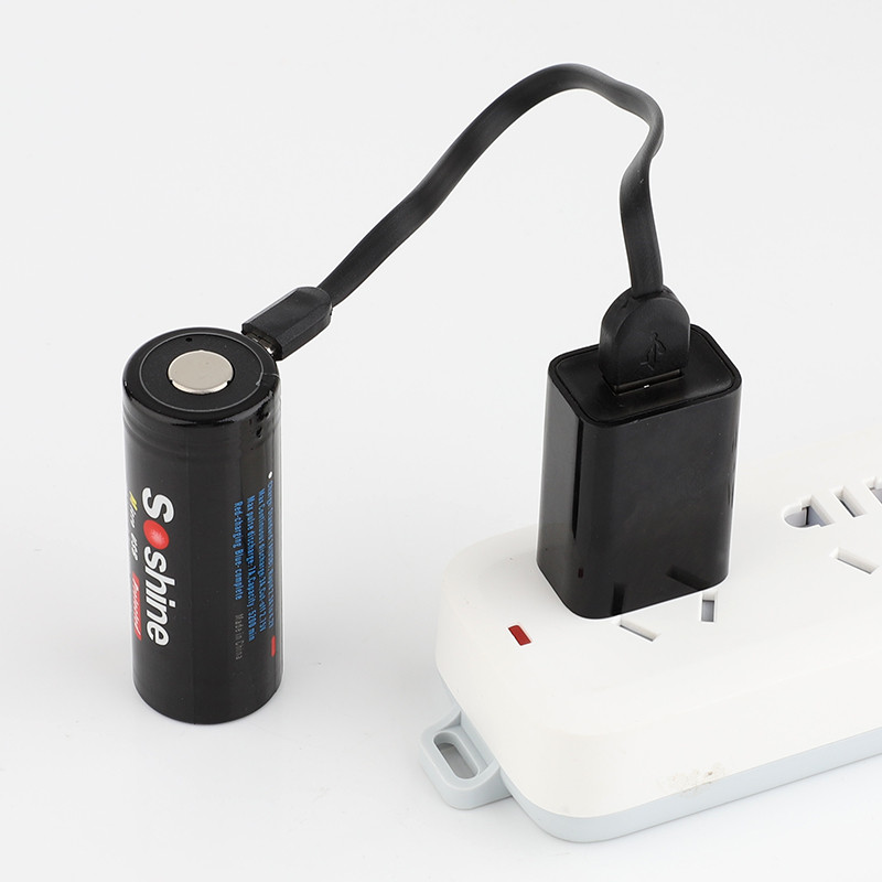Аккумулятор 26650 Li-Ion Soshine 26650USB-3.7-5500, microUSB, 5500mAh, 5A, 4.2/3.6/2.75V