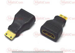02-01-021. Перехідник штекер mini HDMI - гніздо HDMI, gold pin, корпус пластик