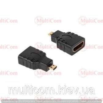 02-01-026. Перехідник штекер micro HDMI - гніздо HDMI, gold pin, корпус пластик, фото 1