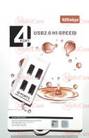 02-03-007. USB HUB (ver.2.0) на 4 порта, с кабелем, с поддержкой до 2Tb, белый, TD4004