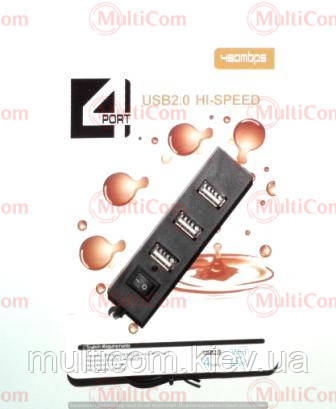 02-03-010. USB HUB (ver.2.0) на 4 порти, з кабелем, з підтримкою до 2Tb, TD1004