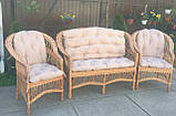 Диван і 2 крісла "Обічні" з бежевими подушками, фото 4