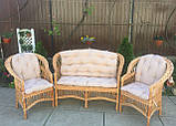 Диван і 2 крісла "Обічні" з бежевими подушками, фото 6