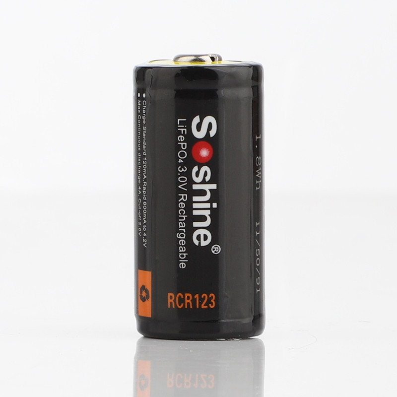 Аккумулятор 16340/CR123 LiFePO4 Soshine RCR123P-3.2-600 Protected, 600mAh, 0.6A, 3.6/3.2/2.0V