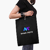 Еко сумка Ваше Лого (Your logo) чорна саржа, шопер з принтом