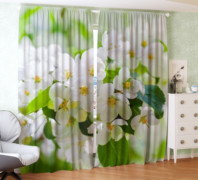 Фото штори біла квітка яблуні, фото 1