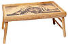 Переносний столик для сніданку, Дерев'яний столик-піднос на ніжках складаний BST Бежевий 52х32 см, фото 2