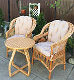 2 крісла "Обічні" з бежевими подушками + столик із вигнутими ніжками, фото 3