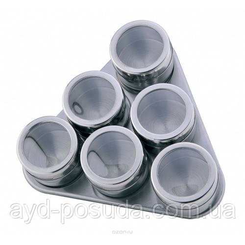 Набір для спецій 60-17 (з підставкою, 41х7х26 см, нержавіюча сталь 6 шт), арт. 60-4