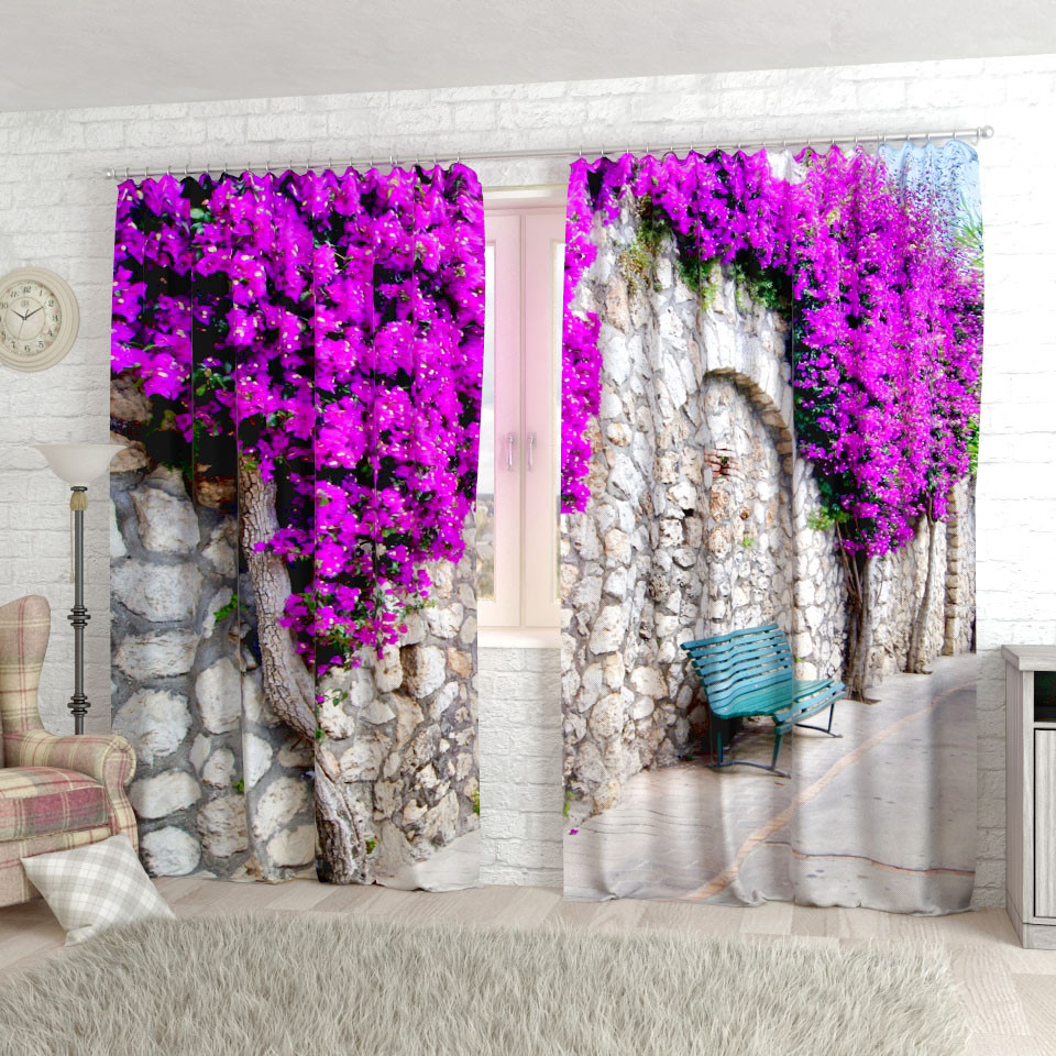 Фотоштори квіти на кам'яній стіні, фото 1