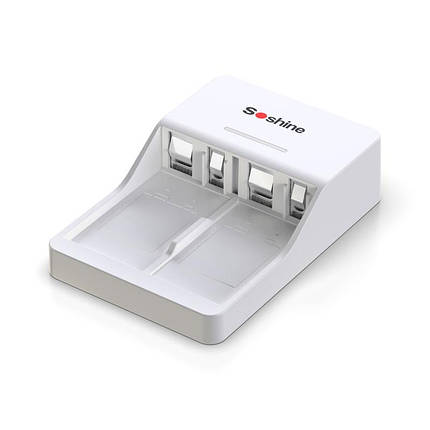 Зарядний пристрій Soshine V1 (Fe), Li-Ion/LiFePO4/NiMH Крона, LED, 2 канали, 220 V, 8.4-10.8V/150mA, White, фото 1