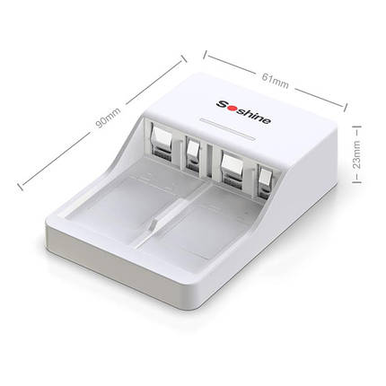 Зарядний пристрій Soshine V1 (Fe), Li-Ion/LiFePO4/NiMH Крона, LED, 2 канали, 220 V, 8.4-10.8V/150mA, White, фото 3
