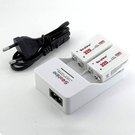 Зарядний пристрій Soshine V1 (Ni), NiMH (8.4/9.6 V) Крона, LED, 2 канали, 220 V, 7.4-9.8 V, White, фото 1