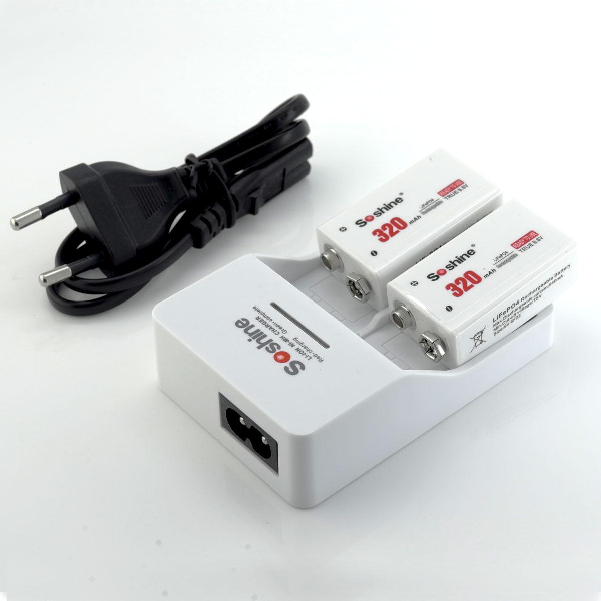 Зарядний пристрій Soshine V1 (Ni), NiMH (8.4/9.6 V) Крона, LED, 2 канали, 220 V, 7.4-9.8 V, White