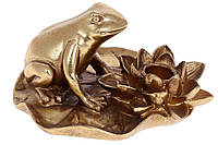 Подсвечник Лягушка с кувшинкой, 17см, цвет - золото, материал - полистоун (450-912)
