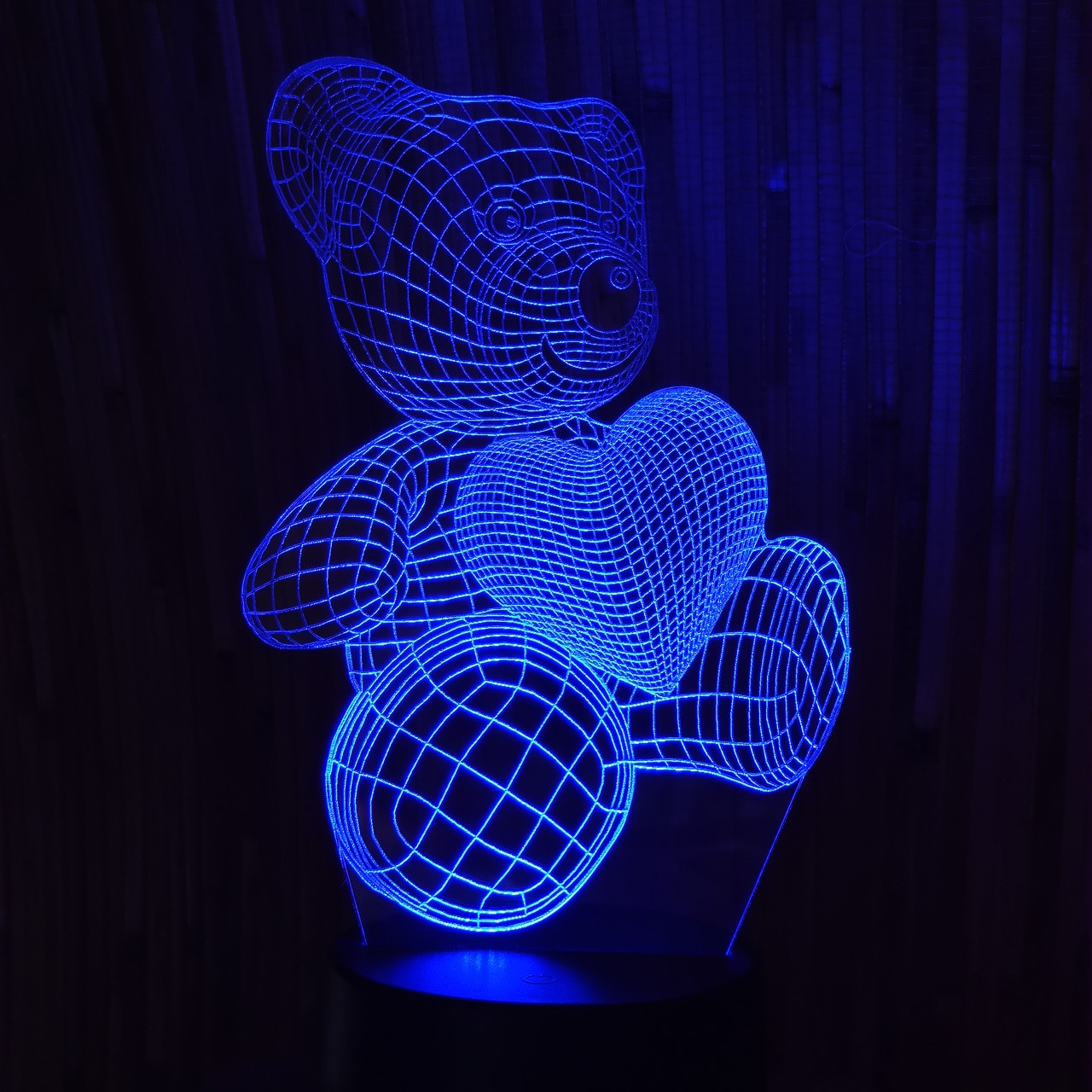 Акриловий світильник-нічник Ведмедик з серцем 2 синій tty-n000325