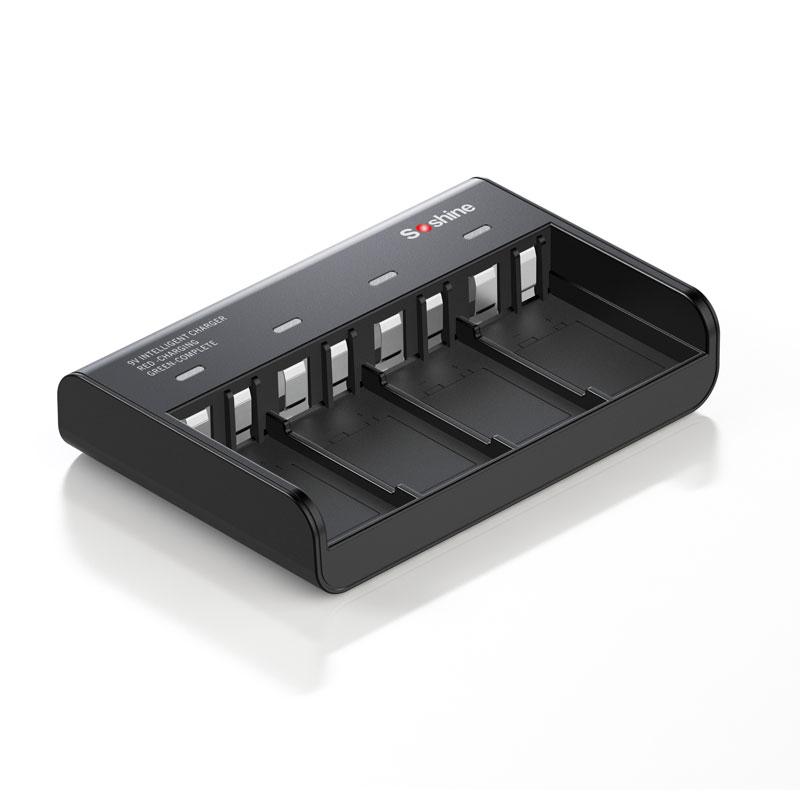 Універсальний зарядний пристрій Soshine V4, Li-Ion/LiFePO4/NiMH Крона, LED, 220V, 4 канали, 8.4-10.8 V/200mA