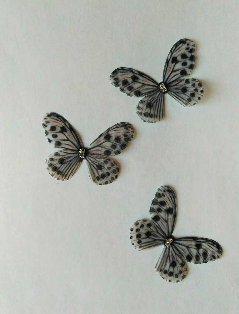 Метелик шифон 4,5*3,5 см сірий, фото 1