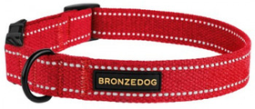 Нашийник для собак ТМ BronzeDog брезентовий червоний обхват шиї 30-40см ширина 20мм М