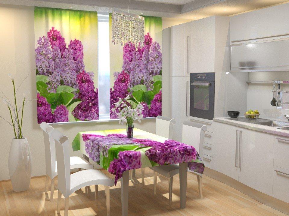 Фотоштори для кухні бузок