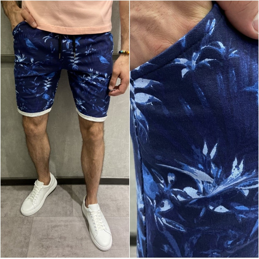 Купить Мужские короткие шорты синего цвета (синие) с принтом Турция ...