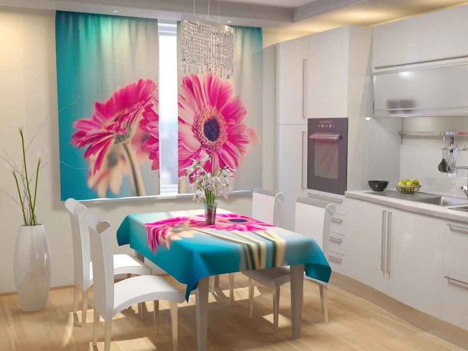 Фотоштори для кухні ранок з герберами, фото 1