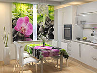 Фотошторы для кухни орхидея на камнях