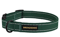 Ошейник для собак ТМ BronzeDog брезентовый зеленый обхват шеи 25-33см ширина 20мм S