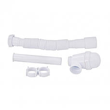 Сифон + Донний клапан для раковини з переливом, колір білий + хром, фото 5